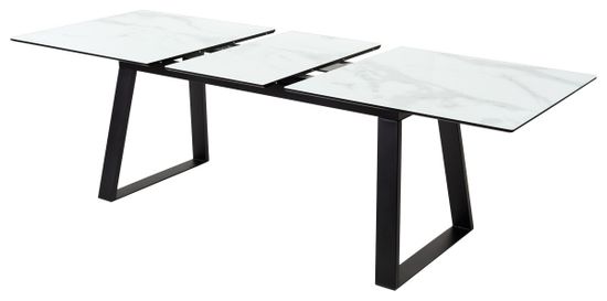 Стол Франк 180 БЕЛЫЙ МРАМОР, стекло / ЧЕРНЫЙ