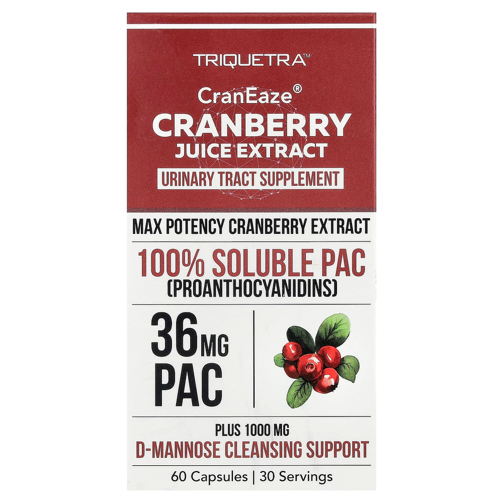 Triquetra Health, CranEaze®, экстракт клюквенного сока, 60 капсул
