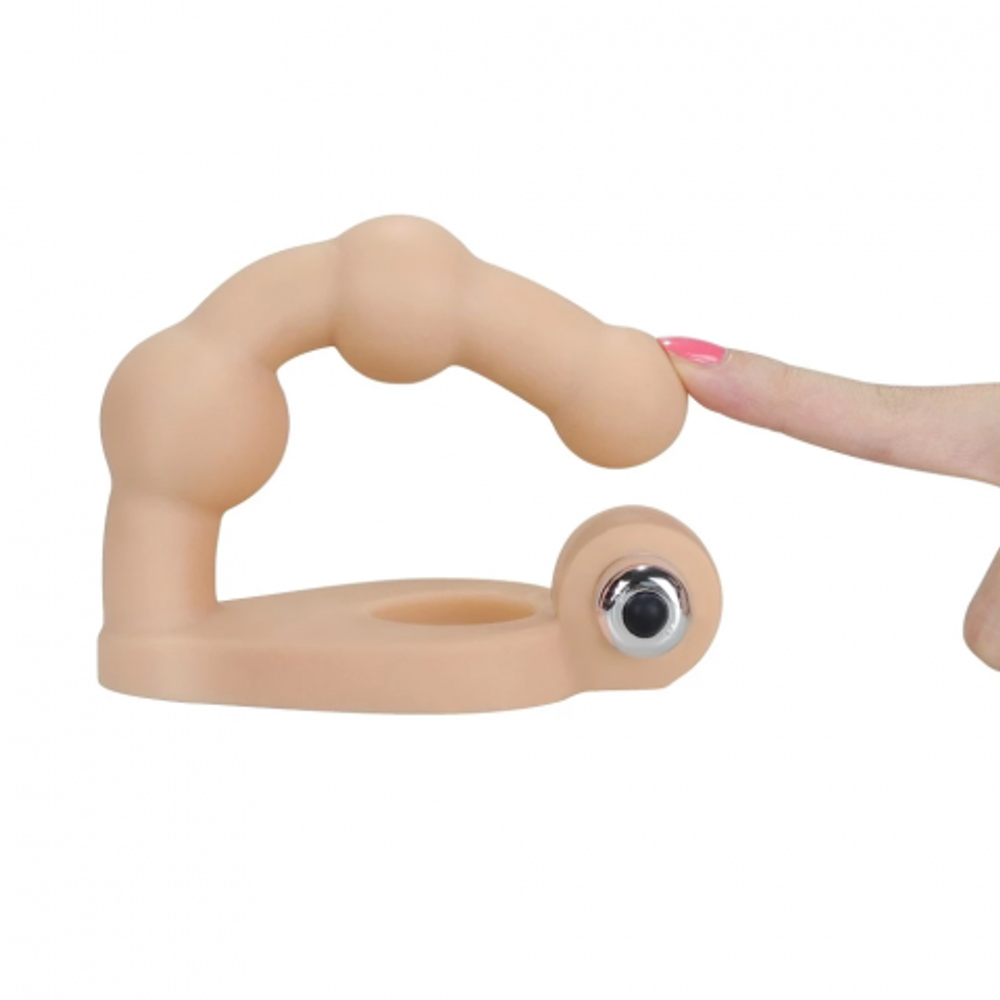 Насадка-фаллоимитатор с кольцом и вибрацией Ultra Soft Bead LOVETOY (15,24 см)