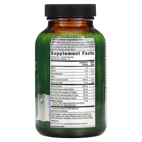 Irwin Naturals, Urgent Rescue, шиповник Mega Vita-C + и цинк, 60 желатиновых капсул