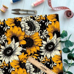 Ткань премиум бифлекс ночное поле подсолнухов