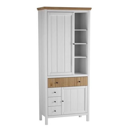 Шкаф для посуды «Сканди» 2 глухие двери и ящики белый/антик