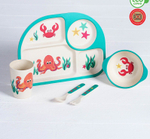 3860783 Набор детской посуды из бамбука «Морские жители», 5 предметов: тарелка, миска, стакан,