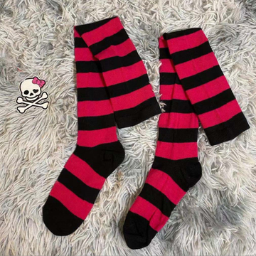 Чулки красные полосатые