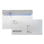 Конверт Е65 KurtStrip (110х220 мм) белый, отрывная лента, Куда-Кому, внутренняя запечатка