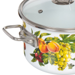 Кастрюля сталь, эмал, 4 л, с крыш, Vitross, Granada белоснежная, 1SD205S, индукц