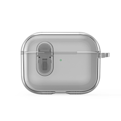 Чехол серый тонированный для наушников AirPods Pro 3, серия PECL Series от Dux Ducis, в комплекте с карабином