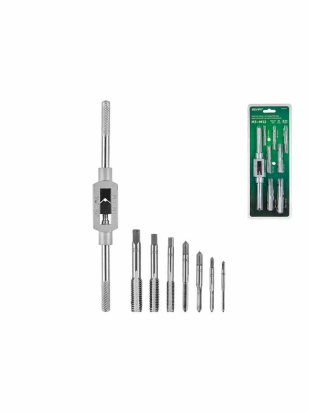 Набор метчиков Волат 87510-08, 8 шт., GCr15, метрическая резьба М3-M12