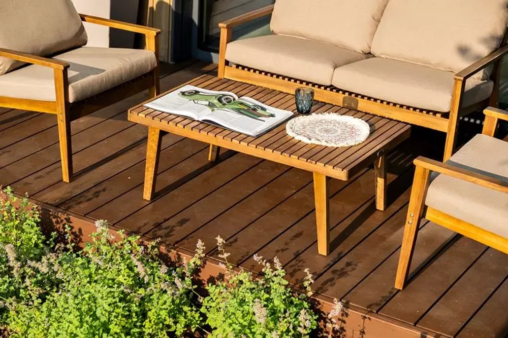 Диван из акации Joygarden МОНА 2-х местный, Natural Teak, бежевый