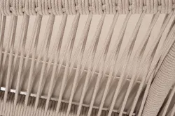 "Канны" левый модуль плетеный из роупа, основание дуб, роуп бежевый круглый, ткань бежевая 052