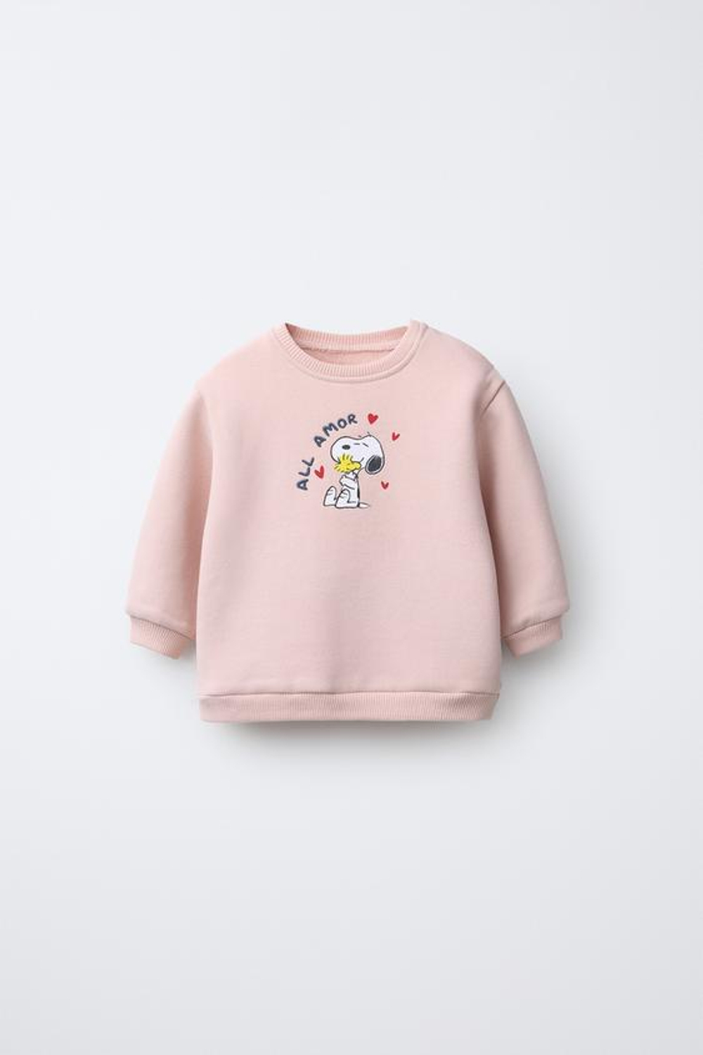 ZARA ТОЛСТОВКА С ВЫШИВКОЙ SNOOPY PEANUTS™, РОЗОВЫЙ