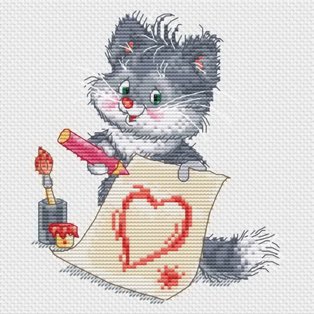"Котенок-художник"-148-14 вышивка