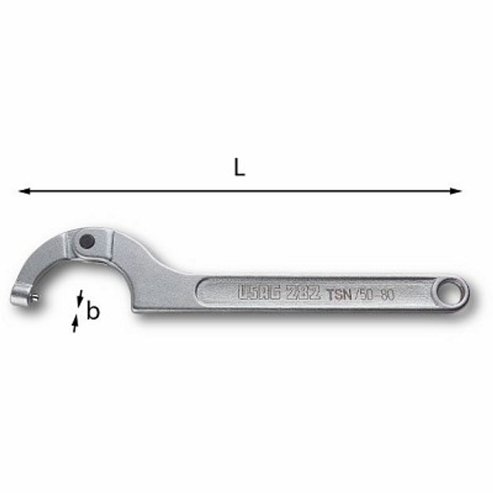 282 TSN Регулируемый крючковый ключ с круглым выступом, 35-50 мм., USAG (Италия)