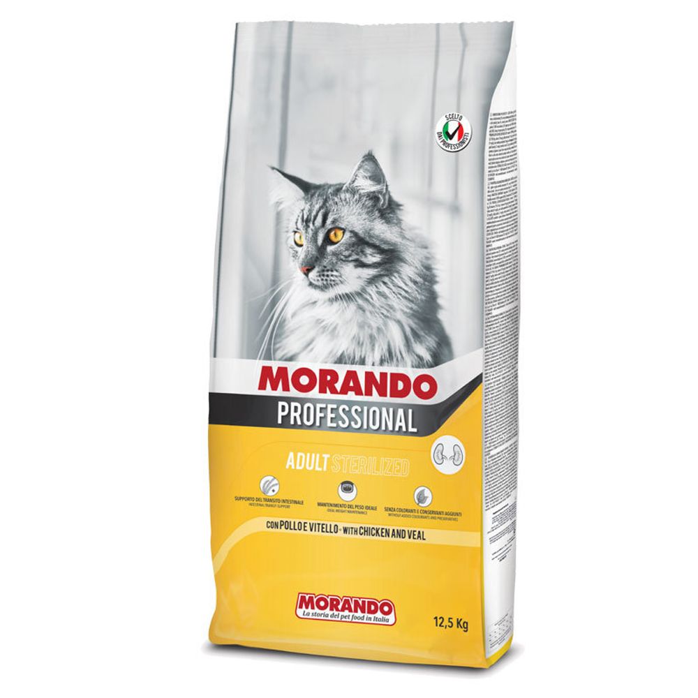 Morando Professional Gatto сухой корм для стерилизованных кошек с курицей и телятиной 12,5 кг