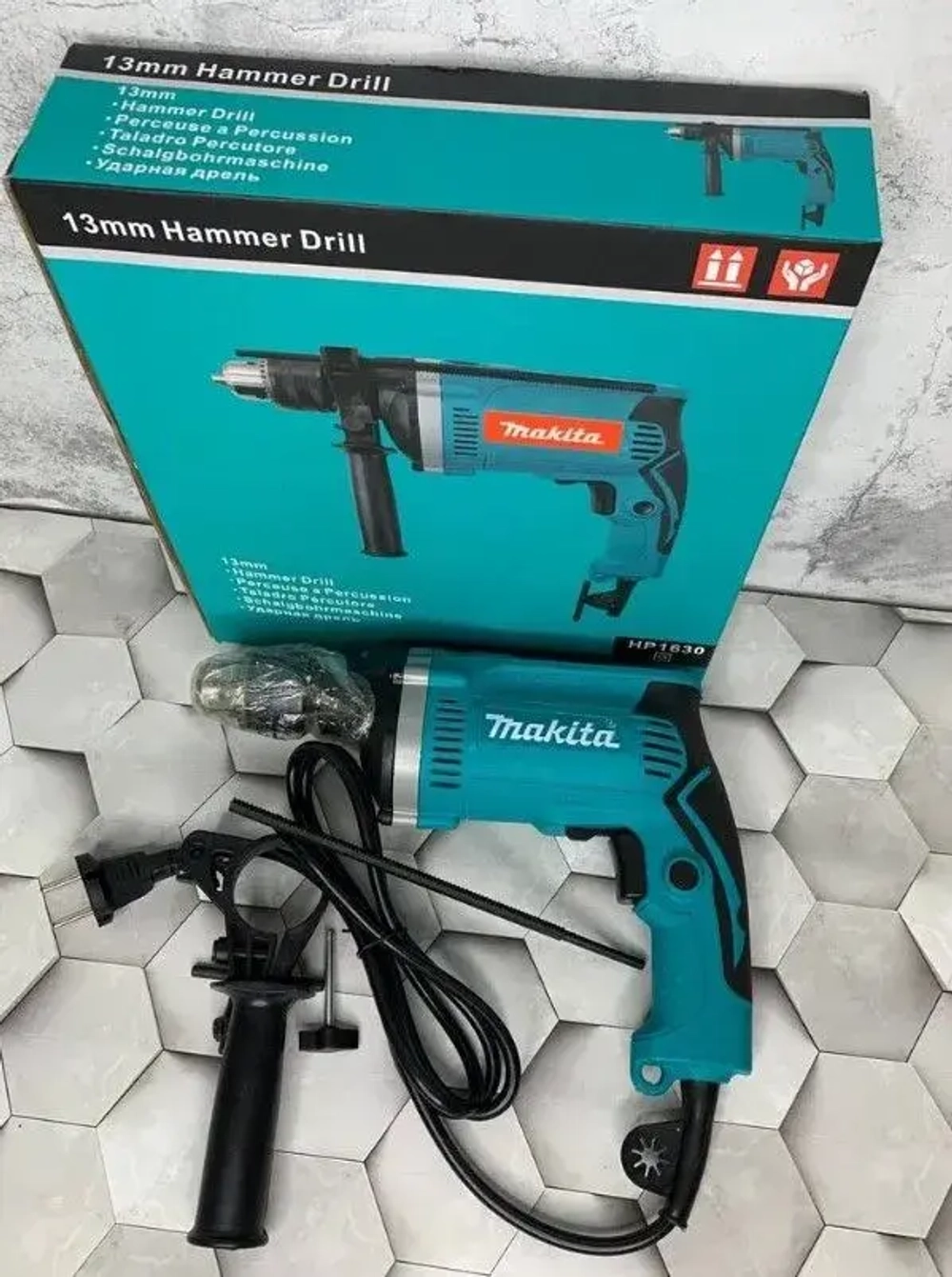 Makita Дрель ударная сетевая электрическая /электродрель 710 Вт, 3200 об.мин, 48000 уд.мин/ударная дрель ручная от сети 6010В