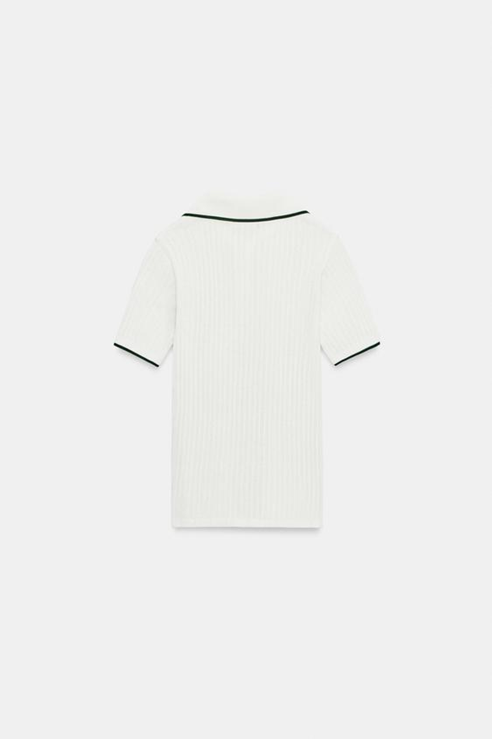 ZARA ПОЛО В РУБЧИК С КОНТРАСТНЫМ УЗОРОМ ZA, ЗЕЛЕНЫЙ/ЭКРЮ