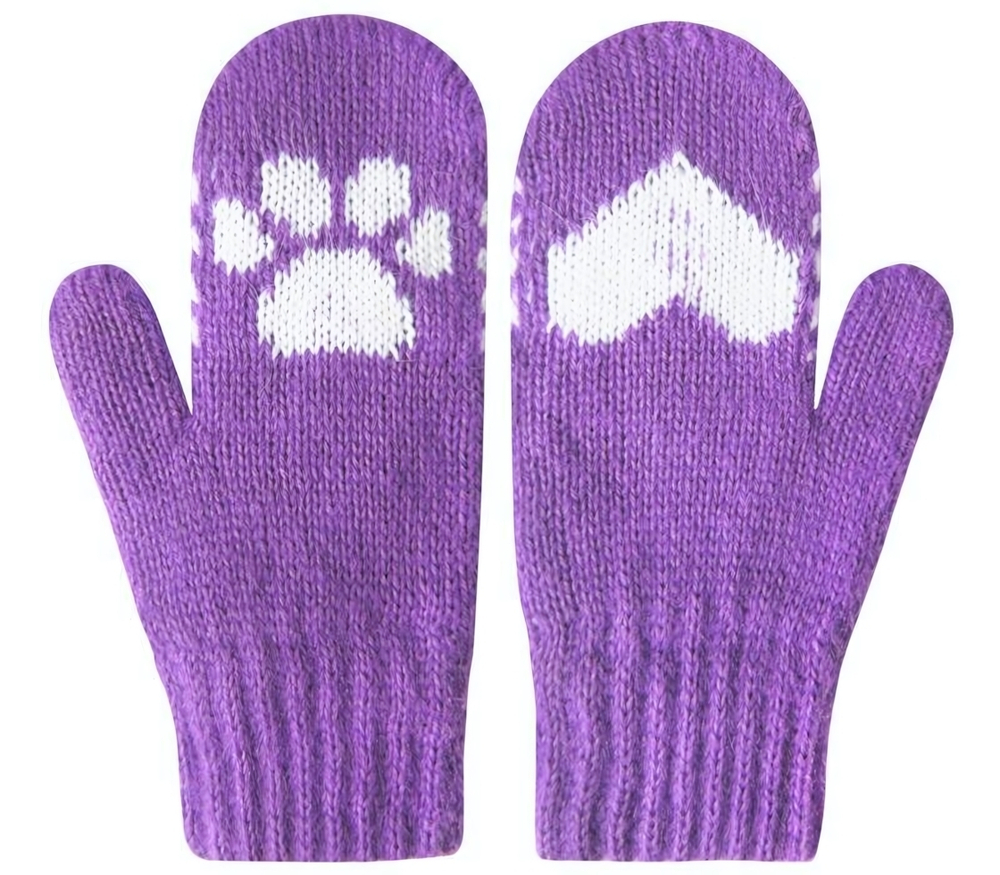 Варежки "Лапки" сиреневый р. 14, 1 шт.
