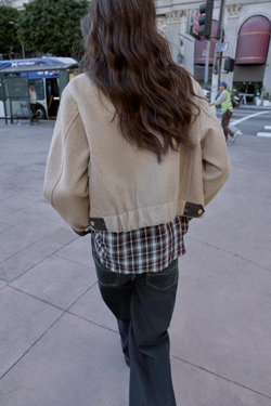 ZARA БОМБЕР С ОТДЕЛКОЙ ИЗ ИСКУССТВЕННОЙ КОЖИ, ПЕСОЧНЫЙ