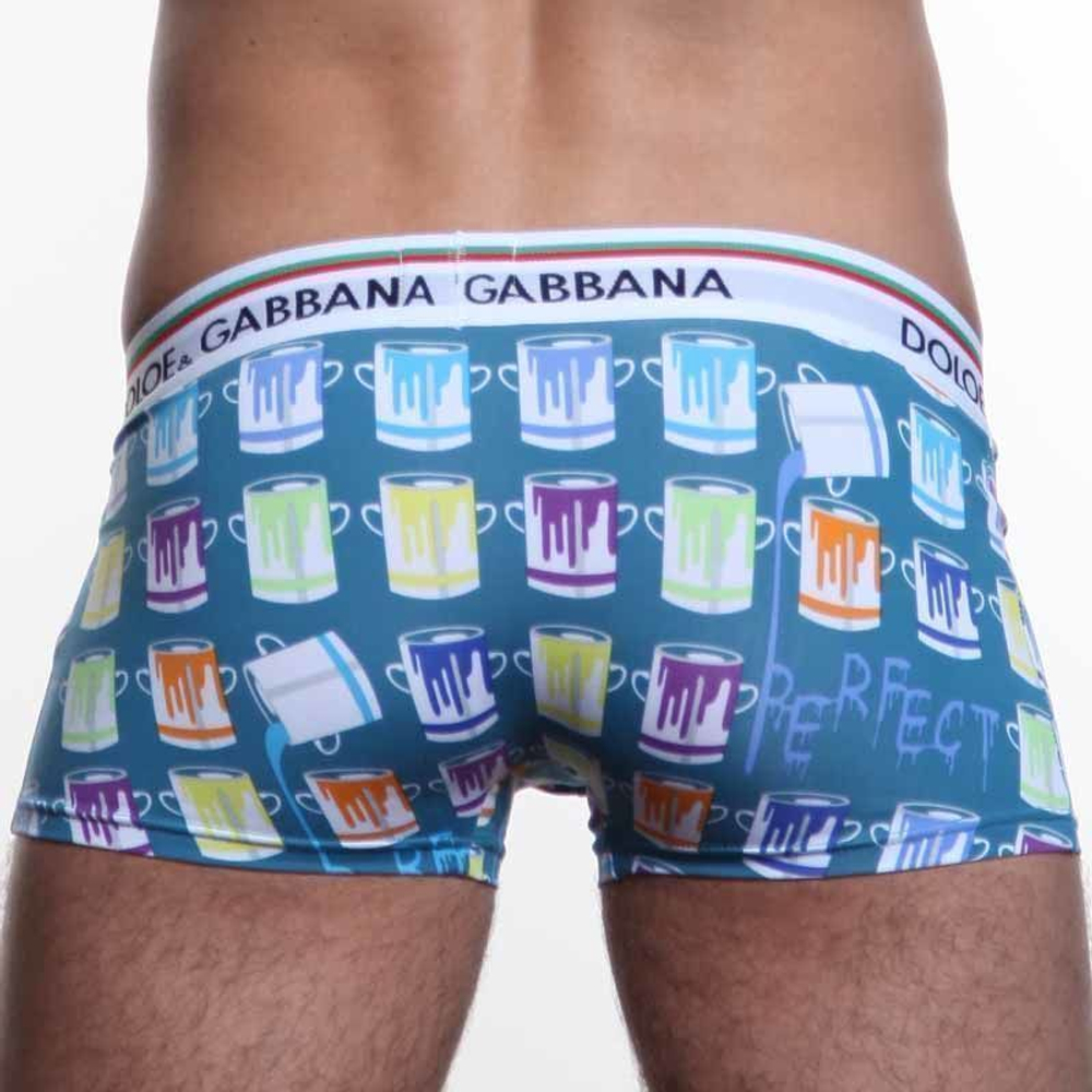Мужские трусы боксеры голубые с рисунком "кружки" Dolce Gabbana Colorful Mugs Blue