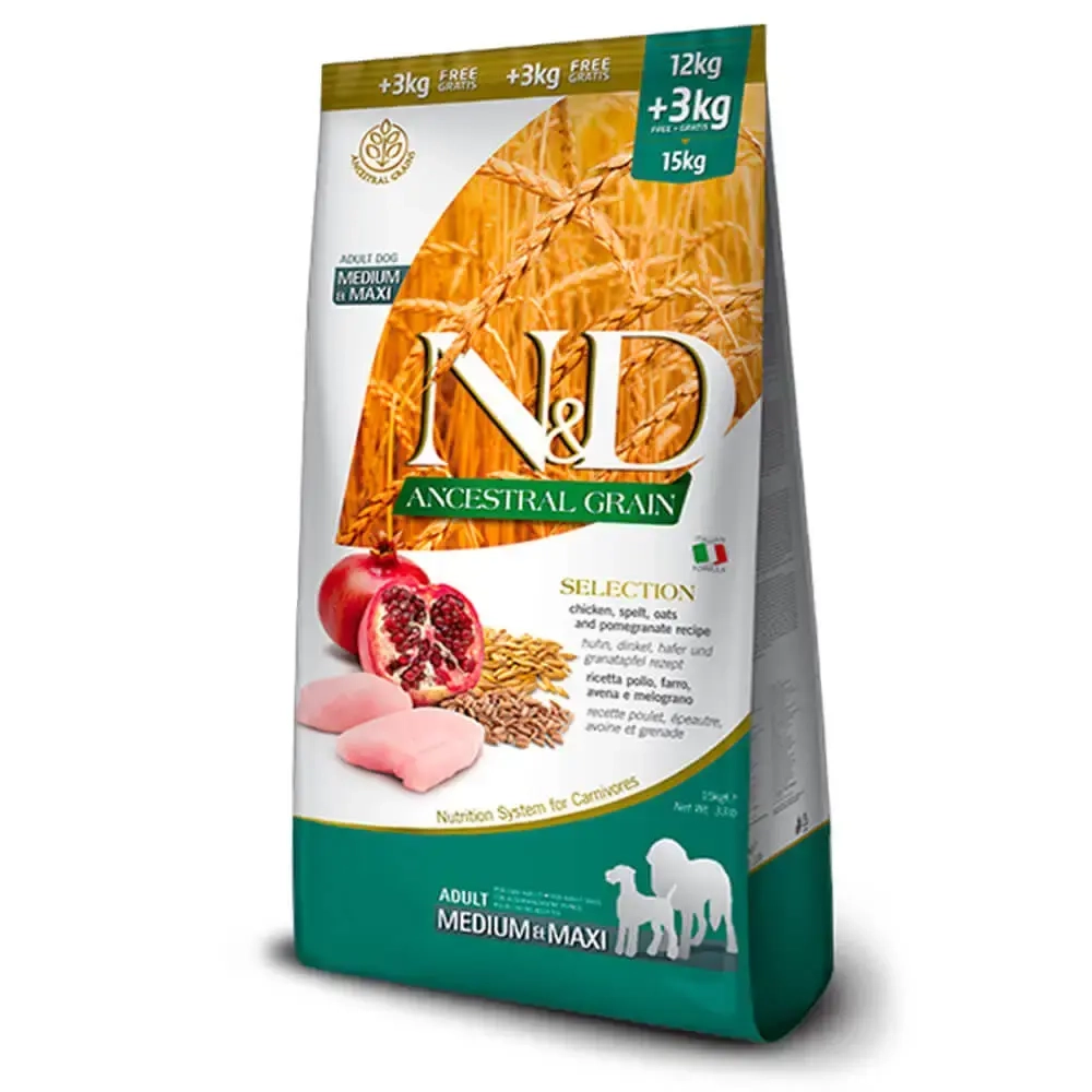 Сухой корм для взрослых собак N&D линия Ancestral Grain вкус Selection Adult Medium & Maxi