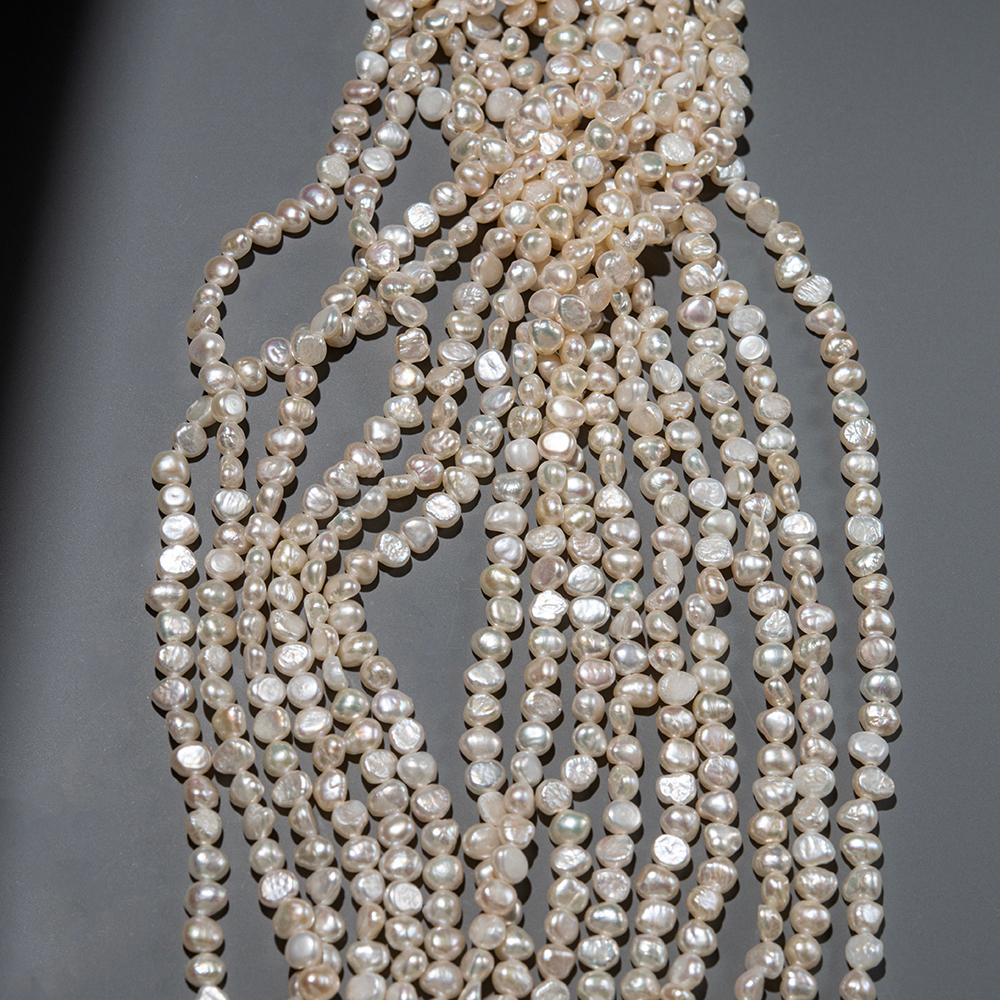 Жемчуг культивированный с поперечным отверстием, айвори, 5,5-6мм, фриформ