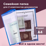 Папка для семейных документов с файлами (паспорта свидетельства полисы СНИЛС) STAFF 16 отделений ПВХ синий (2 штуки в упаковке)
