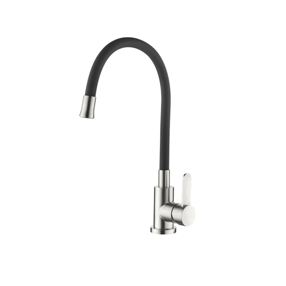 Смеситель для кухни 35к L74004-2 Ledeme, гибкий излив Черный-Хром