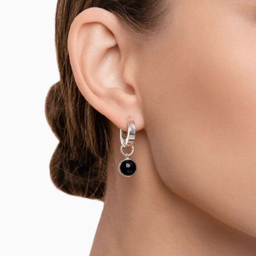 Подвесы на серьги с черным агатом