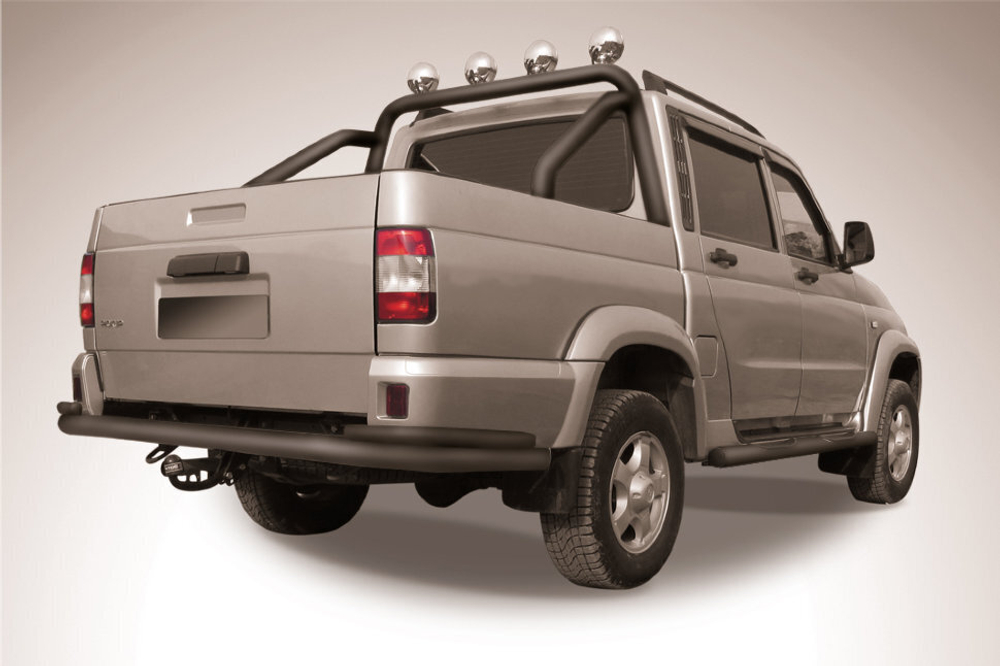 Защита заднего бампера UAZ Pickup (2014-2023) d76+d42 черная