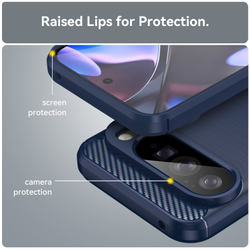 Чехол синего цвета с дизайном под карбон на Google Pixel 10 Pro XL, серия Carbon от Caseport