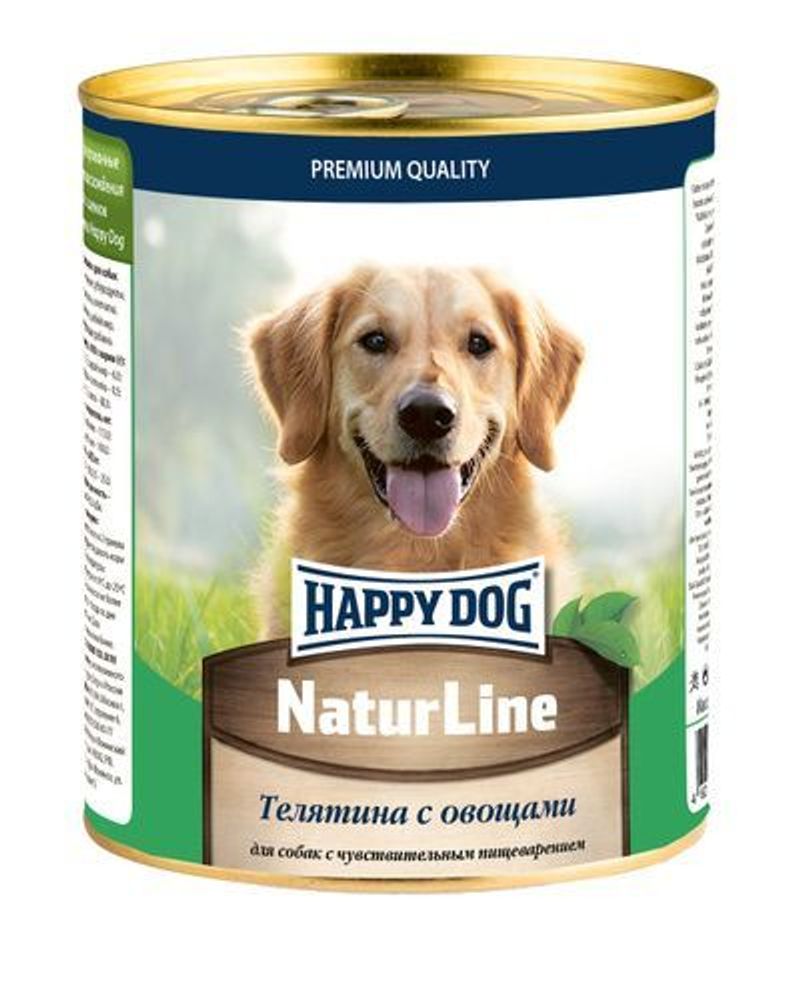 Консервы Happy Dog Natur Line для взрослых собак любых пород с телятиной и овощами 970 г