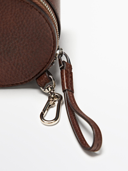 Massimo Dutti Мини-сумка круглая из кожи наппа, коричневый