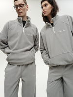 Drawstring Half-Zipped Sweatshirt Grey