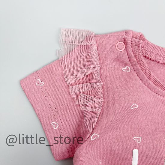 Футболка хлопковая "Кошечки и цветочки" розовый зефир