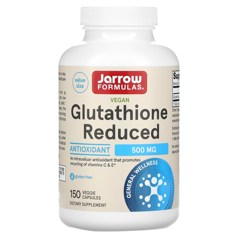 Jarrow Formulas, веганский восстановленный глутатион, 500 мг, 150 растительных капсул