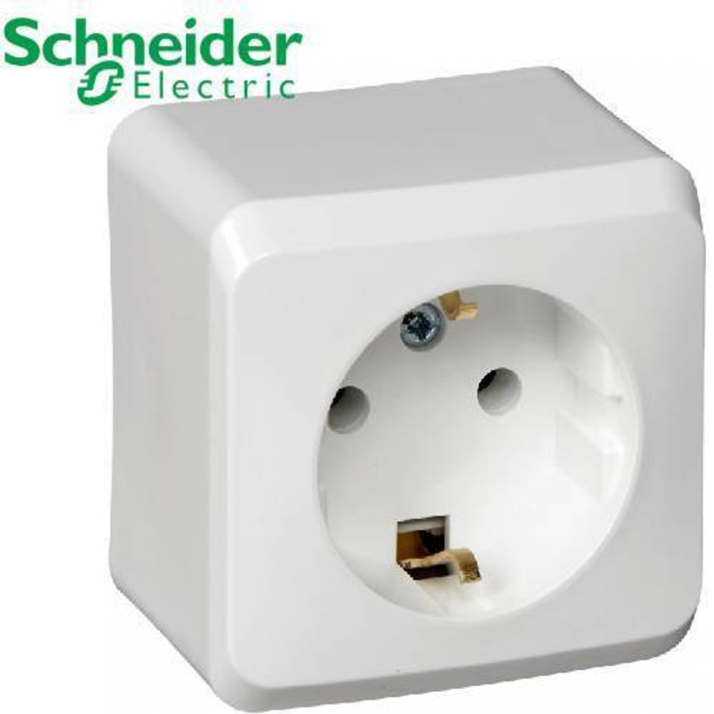 РА16-003В Розетка 1-ая с/з (белый) Этюд Schneider