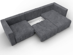 Диван угловой Лига-052 НПБ Лонг угол универсальный, BRUT 16 ВЕЛЮР темно-серый