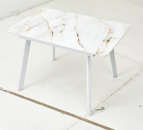 Стол АРУБА 120 нераздвижной АУРУМ, стекло/ БЕЛЫЙ каркас