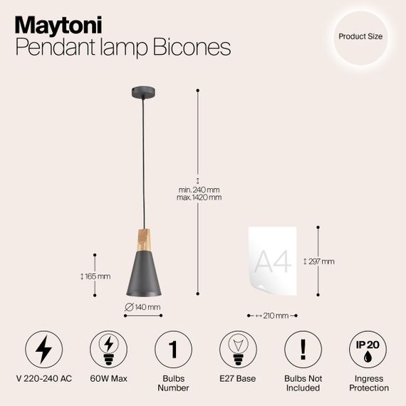 Подвесной светильник Maytoni Bicones P359-PL-140-C