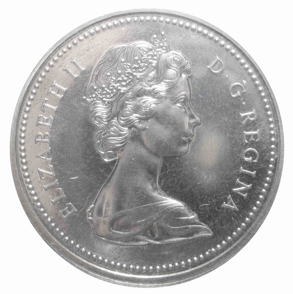 1 доллар. 100 лет присоединению Британской Колумбии. Канада. 1971 год. BrUNC Серебро