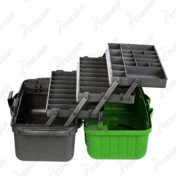 Ящик рыболова Helios трехполочный зеленый