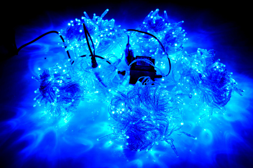 LED-PLS-200*5-20M*5-24V-B/C-F(B) 5 нитей, син/син F на прозр. пров. 24V/80W С КОЛПАЧКОМ