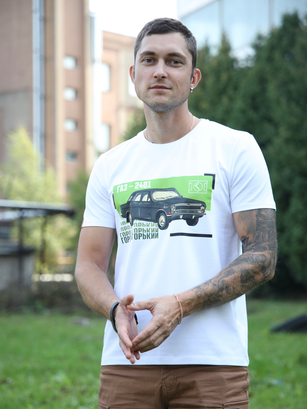 Футболка волга газ Город Горький белая