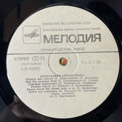 Винтажная виниловая пластинка LP Александра Стрельченко, Русские Народные Песни (СССР 1982)