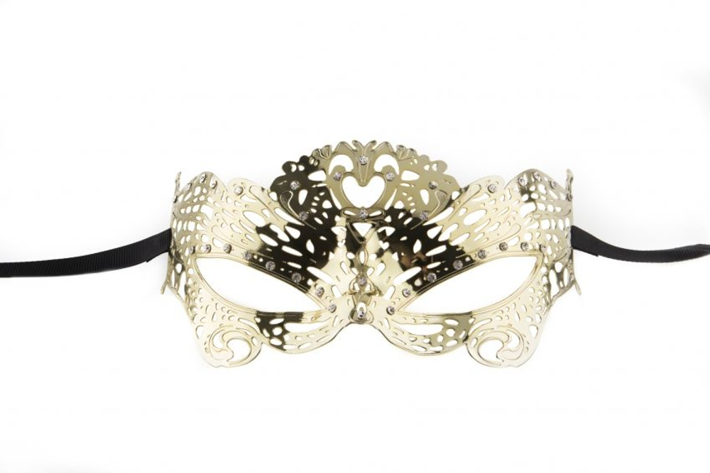 Золотистая металлическая маска Butterfly Masquerade Mask (Цвет: золото)