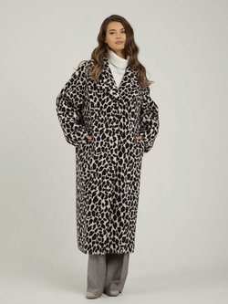 Шуба чебурашка искусственная тедди, белый леопард, SilverFox