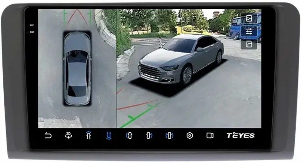 Магнитола для Mercedes-Benz GL (X164), ML (W164) 2005-2012 (рамка матовая) - Teyes CC3-2K-360 на Android 10, 2K QLED, 6Гб+128Гб, CarPlay, 4G SIM-слот, 4 камеры в комплекте