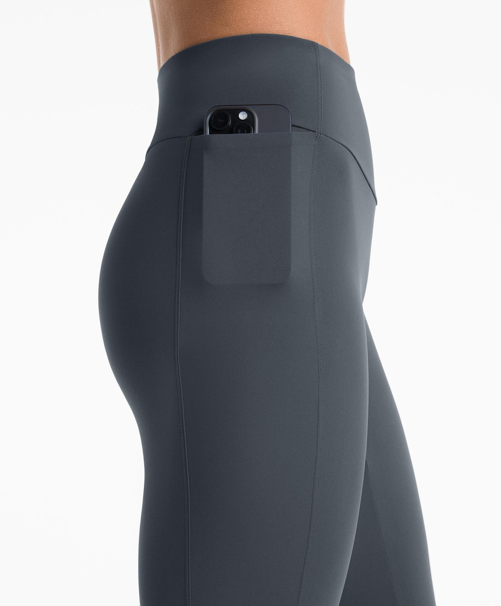 OYSHO Легинсы Comfortlux с высокой посадкой, длиной до щиколотки 65 см, с карманами, темно-серый