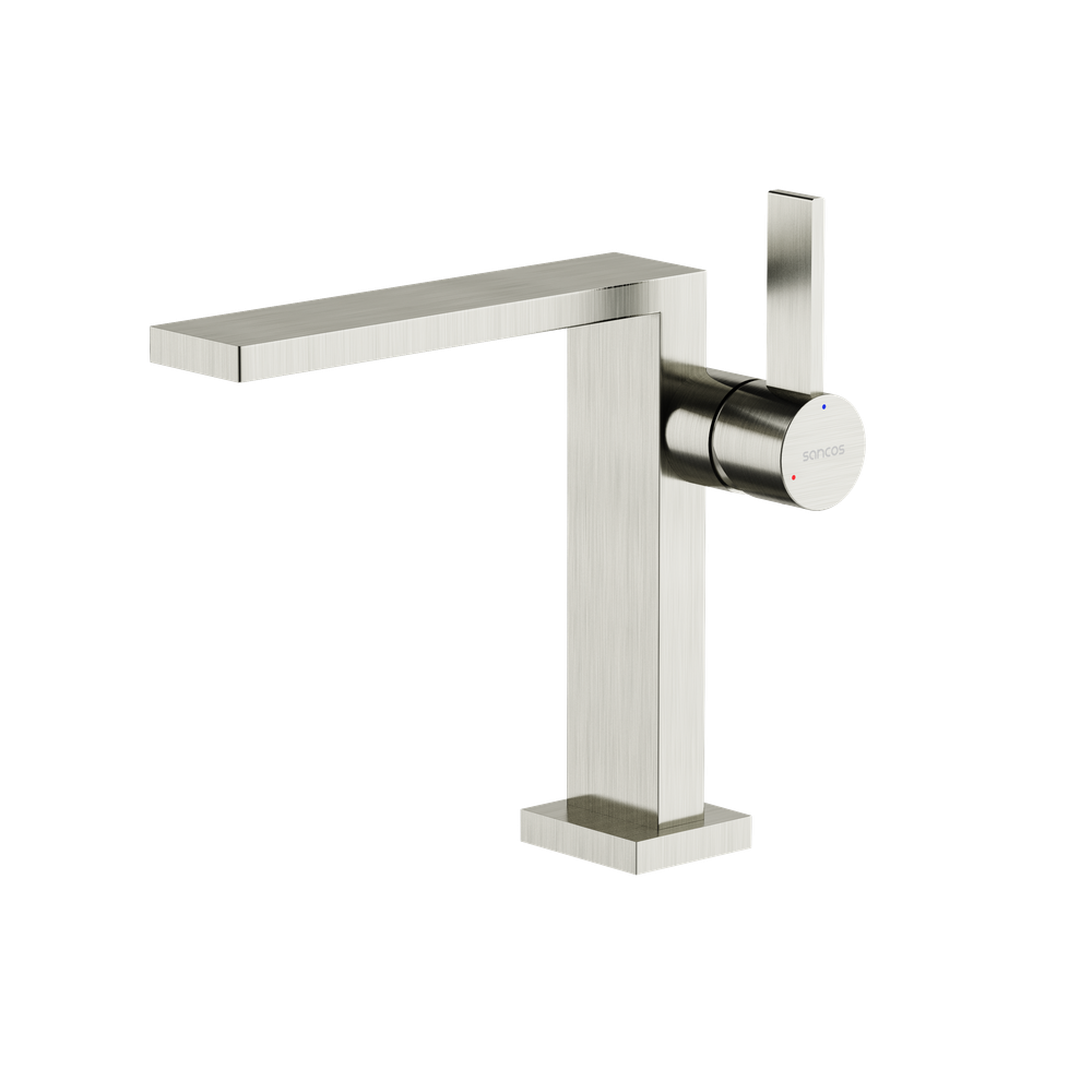 Смеситель для раковины Sancos Linn, брашированный никель, PVD покрытие, SC9019BN