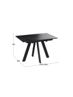 Стол кухонный Черный муар мрамор 120(160)х80х76 см